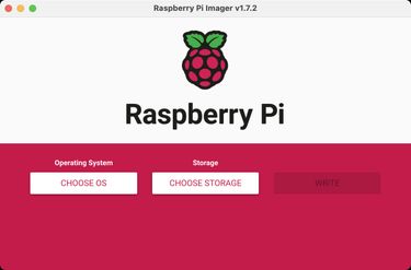 Screenshot of the home screen of Raspberry Pi Imager